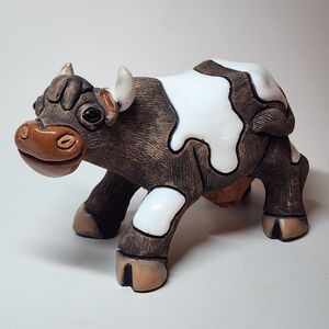 Peruvian Vintage Cow Handmade Clay Art Casals